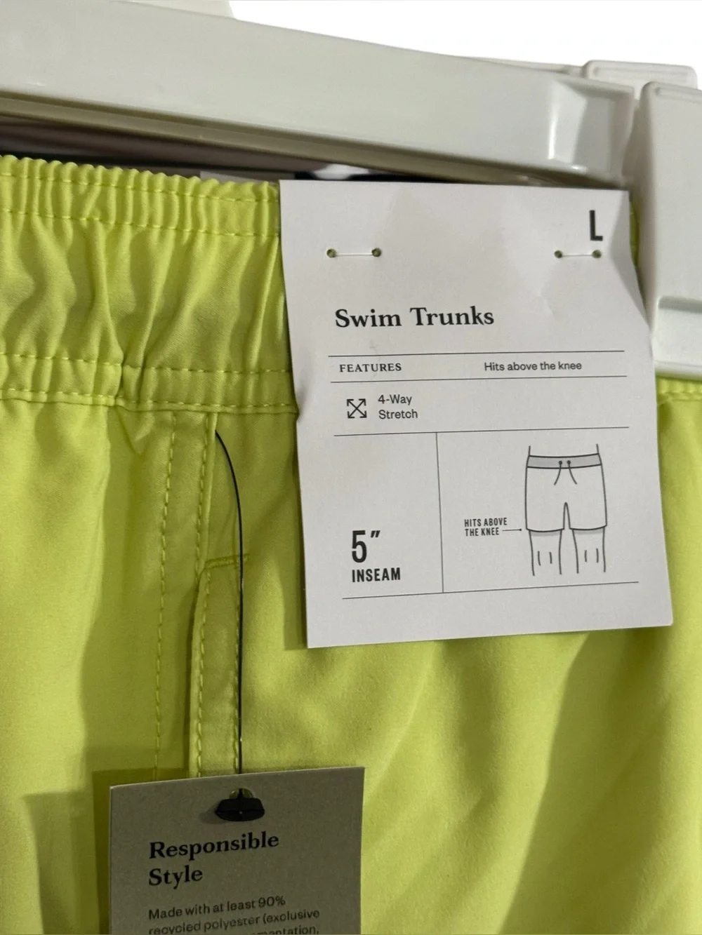 Goodfellow & Co 5” Neon Green Swim Trunks With Liner NWT